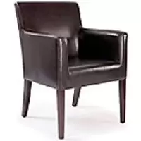 Image of Nautilus Designs Ltd. Modern Cubed Armchair Upholstered in a Durable Leather Effect Finish - Brown