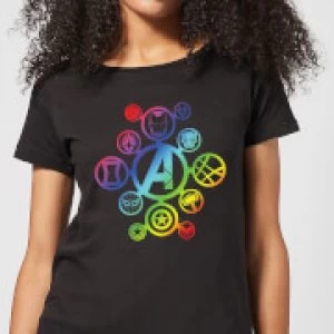 Image of Avengers Rainbow Icon Womens T-Shirt - Black - M