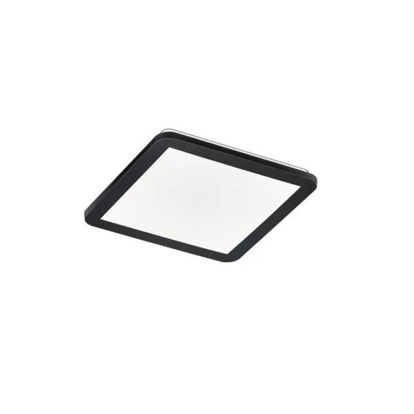Image of Camillus Modern 30cm Square Bathroom Ceiling Light Black Matt 3000K IP44