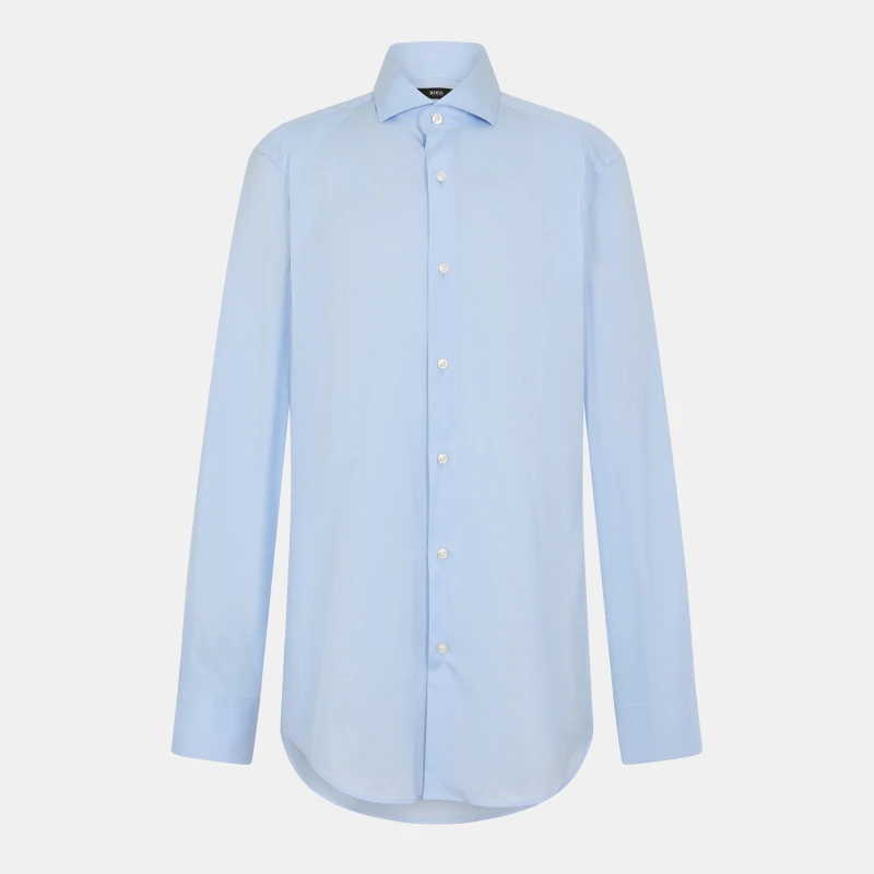Image of Boss Mens Slim Cotton Shirt, Slim Fit Pastel Blue male 14.5 inch