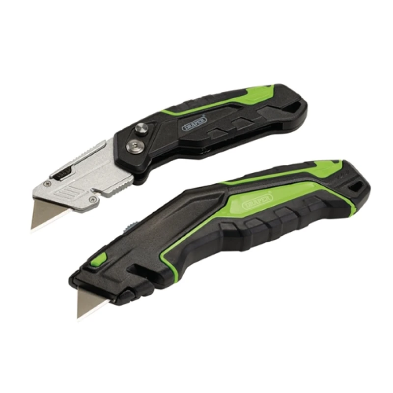 Image of Draper Retractable & Folding Trimming Knife Set with 10 x SK2 Two Notch Blades