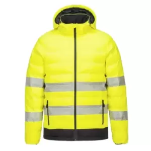 Image of Portwest Heated Hi Viz Jacket Electric Tunnel Puffer Coat Yellow Hi Vis M