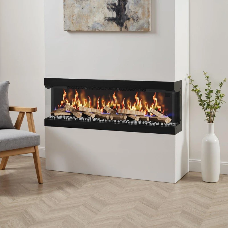 Image of Kabinet UK 60" 3-Sided Smart Electric Fireplace Black unisex One size