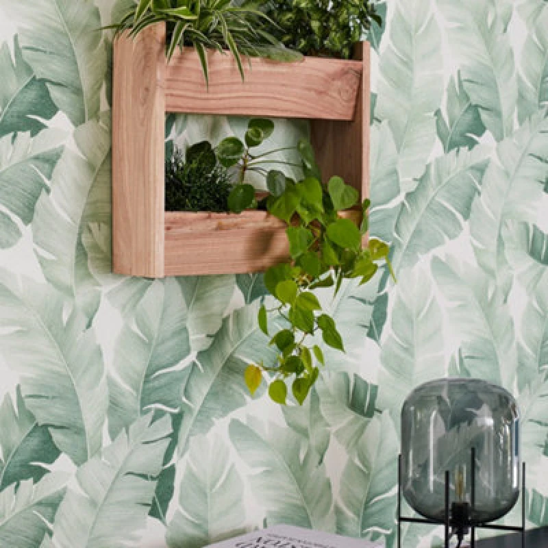 Image of Galerie The New Design Book White/green Palm Leaf Wallpaper Roll