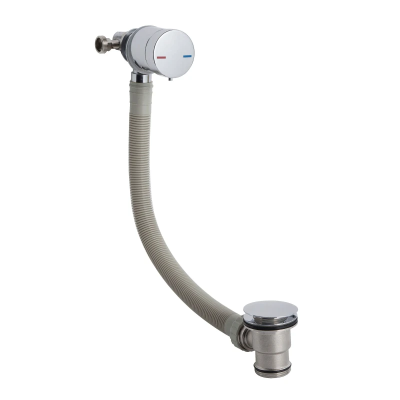 Image of Balterley Contemporary Bathroom Round Bath Filler Chrome 550 x 65mm Silver