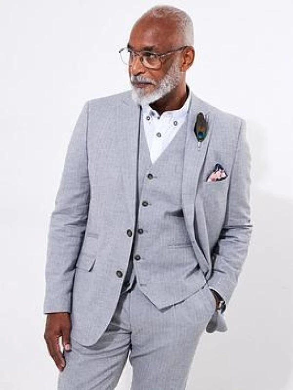 Image of Joe Browns Joe Browns Men Herringbone Linen Blend Suit Blazer in Grey Size: 38R Grey 38R Male 5059953247111