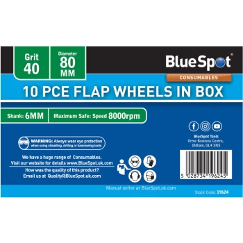 Image of Bluespot - 19624 10 Piece 40 Grit 80MM Flap Wheels In Box