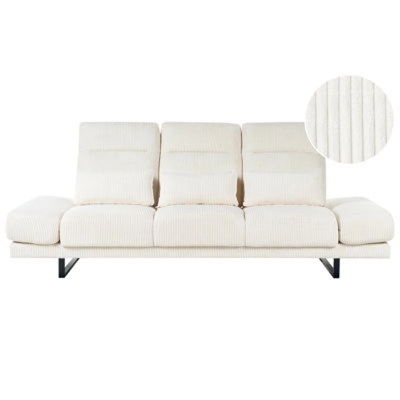 Image of Beliani Sofa 3 Seater Ikast Corduroy Light Beige