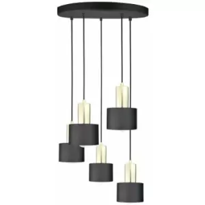 Image of Keter Luce Cluster Pendant Ceiling Light Black, Gold, 45cm, 5x E27