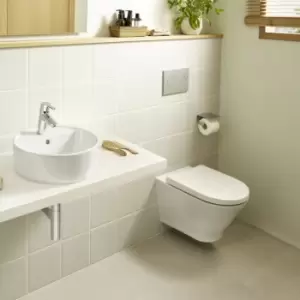 Image of The Gap Round Rimless Wall Hung Toilet Pan 540mm Projection - White - Roca