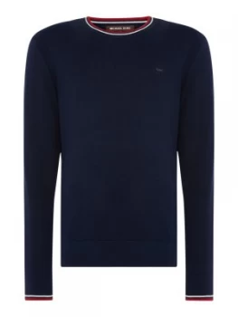 Image of Mens Michael Kors Tipped crew neck jumper Blue