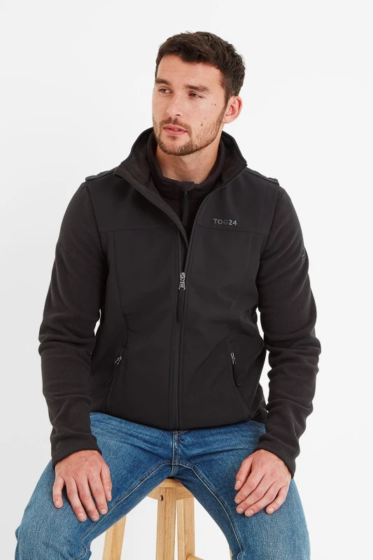 Image of TOG24 TOG24 Men 'Feizor' Shower Resistant Softshell Gilet in Black Size: Medium Black M Male 5053023059239