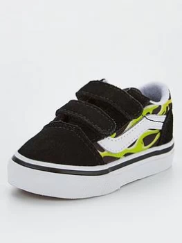 Image of Vans Toddler Old Skool V Flame - Black/White, Size 4