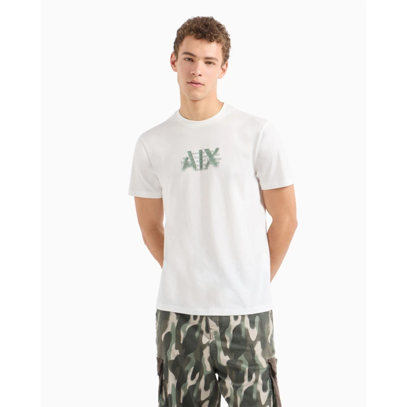 Image of Armani Exchange Logo Fade Graphic T-Shirt Off White XL