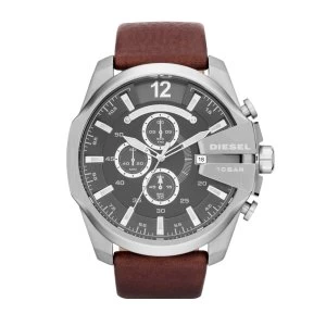 Image of Diesel DZ4290 Mega chief brown leather mens watch Brown