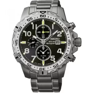 Image of Mens Seiko Alarm Chronograph Solar Powered Watch