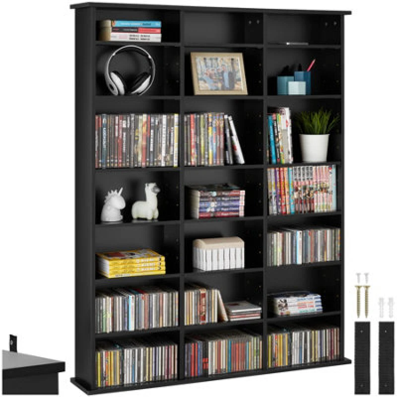 Image of Tectake Shelves Stevie - 21 Compartments, Height-Adjustable, Removable Shelves - Black
