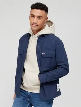 Image of Tommy Jeans Soft Solid Overshirt - Twilight Navy , Twilight Navy, Size S, Men