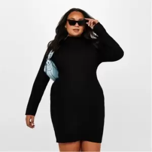 Image of I Saw It First Plus Size High Neck Knit Mini Dress - Black