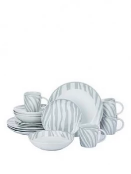 Image of Waterside Grey Tribal Print 16 Piece Dinner Set