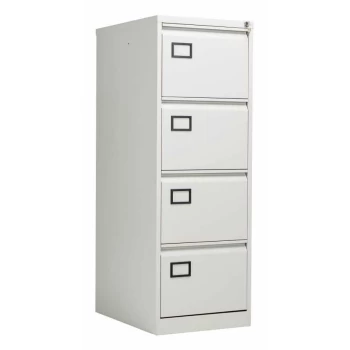 Image of Bisley Goose Grey 4 Drawer Contract Steel Filing Cabinet - (W x D x H) 470 x 622 x 1321mm