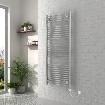 Image of Vienna 1500 x 600mm Curved Chrome Electric Heated Thermostatic Towel Rail - please select - please select