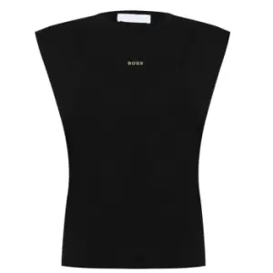 Image of Boss Sleeveless Gold Logo Tank Top - Black