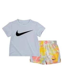 Image of Boys, Nike Younger Boy Rtlp Printed Short Sleeved T-Shirt & Short Set, Grey, Size 12 Months