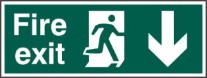 Image of Fire Exit Arrow Down Sign, S/A Vinyl