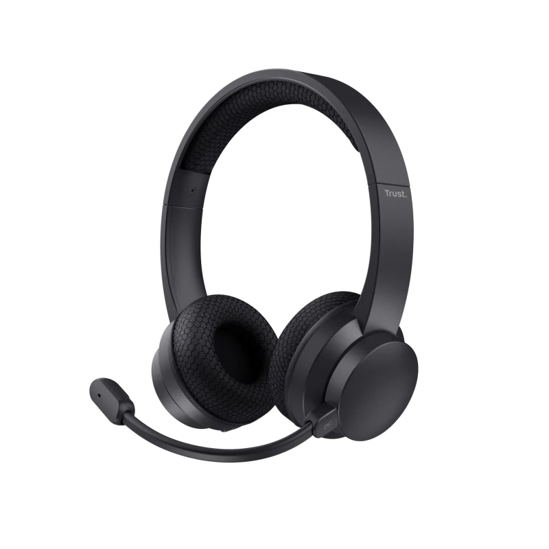 Image of Trust Ayda Wireless On Ear ENC Stereo Headset USB-C/3.5mm Jack Black 25463