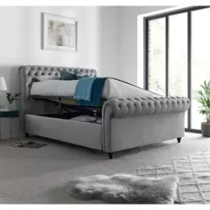 Image of Osborne Grey Velvet Chesterfield Ottoman Bed King Size