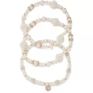 Image of Ladies Marchesa Jewellery Base metal BR S/3 PEARL STRETCH-GOLD/PEARL