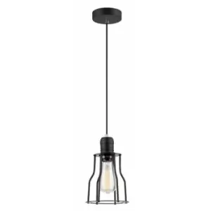 Image of Italux Moshi - Industrial And Retro Hanging Pendant Black 1 Light with Cage Shade, E27