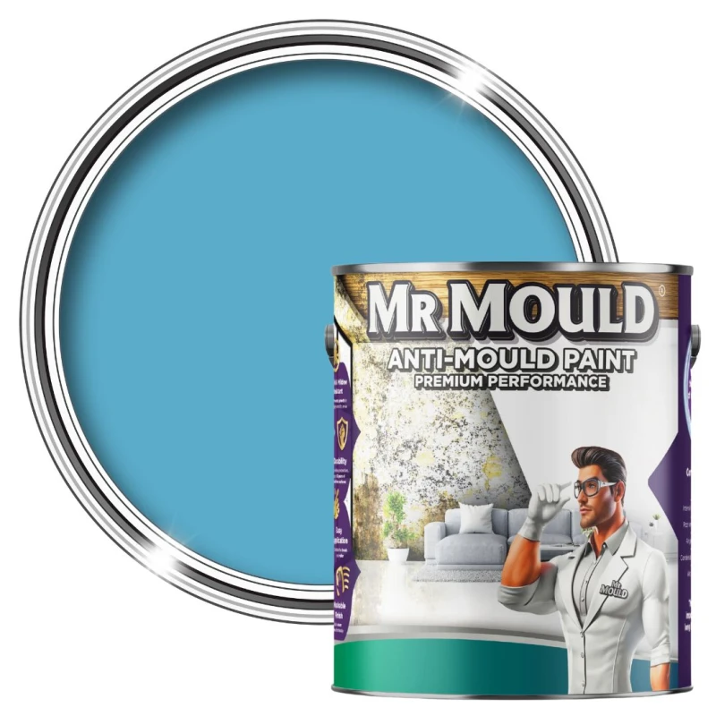 Image of MR MOULD Anti-Mould Paint - 1L - Best Anti Mould Protection Paint for all Interior Walls & Ceilings in Pale Blue Pale Blue Unisex 1L