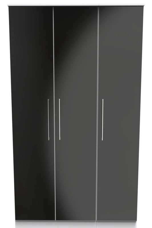 Image of Chester Triple Mirror Wardrobe In Black & White (Ready Assembled)