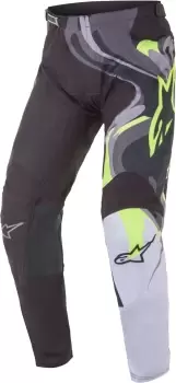 Image of Alpinestars Racer Flagship Motocross Pants, black-white-yellow, Size 34, black-white-yellow, Size 34