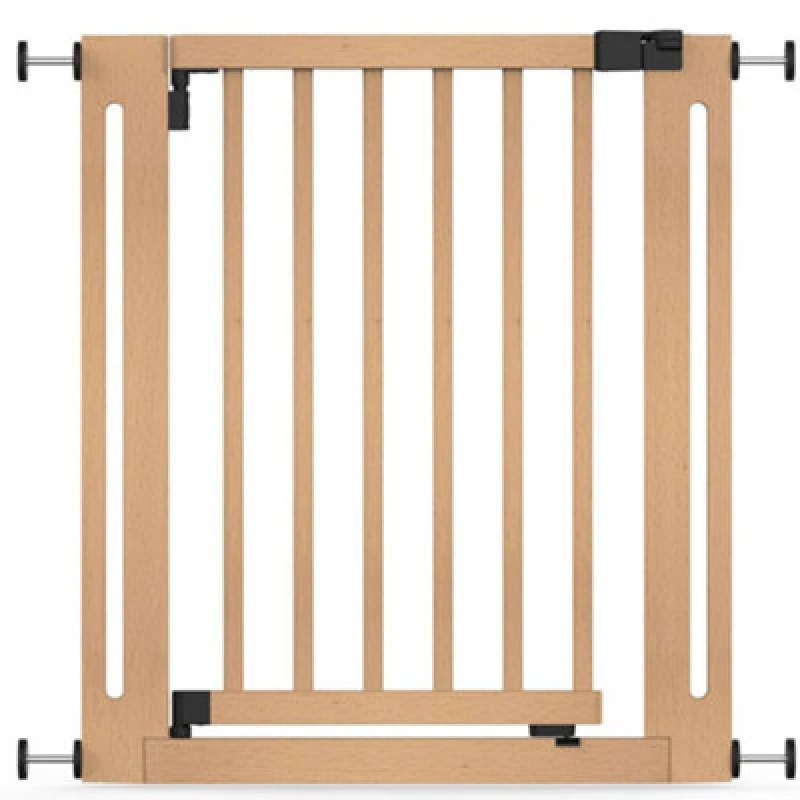 Image of Safetots Wooden Elegance Gate, Natural, 71Cm - 79Cm, Pressure Fit Safety Gate, Baby Gate For Stairs And Doors, Easy Installation
