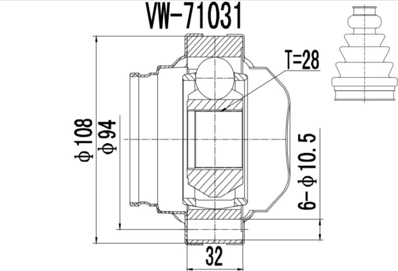 Image of PROCARO 77-VW-080 CV Joint Joint Kit,drive shaft (5)