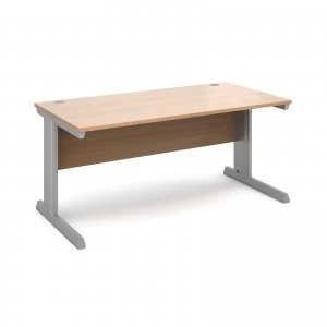 Image of Vivo Straight Desk 1600mm x 800mm - Silver Frame Beech Top