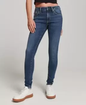 Image of Superdry Womens Organic Cotton Vintage Mid Rise Skinny Jeans Dark Blue / Fulton Vintage Blue - Size: 26/30