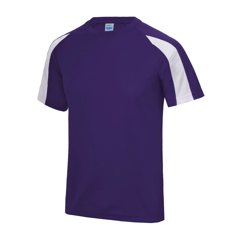 Image of Just Cool Just Cool Men Contrast Cool Sports Plain T-Shirt in Purple Size: Small Purple S Male 5055747891133