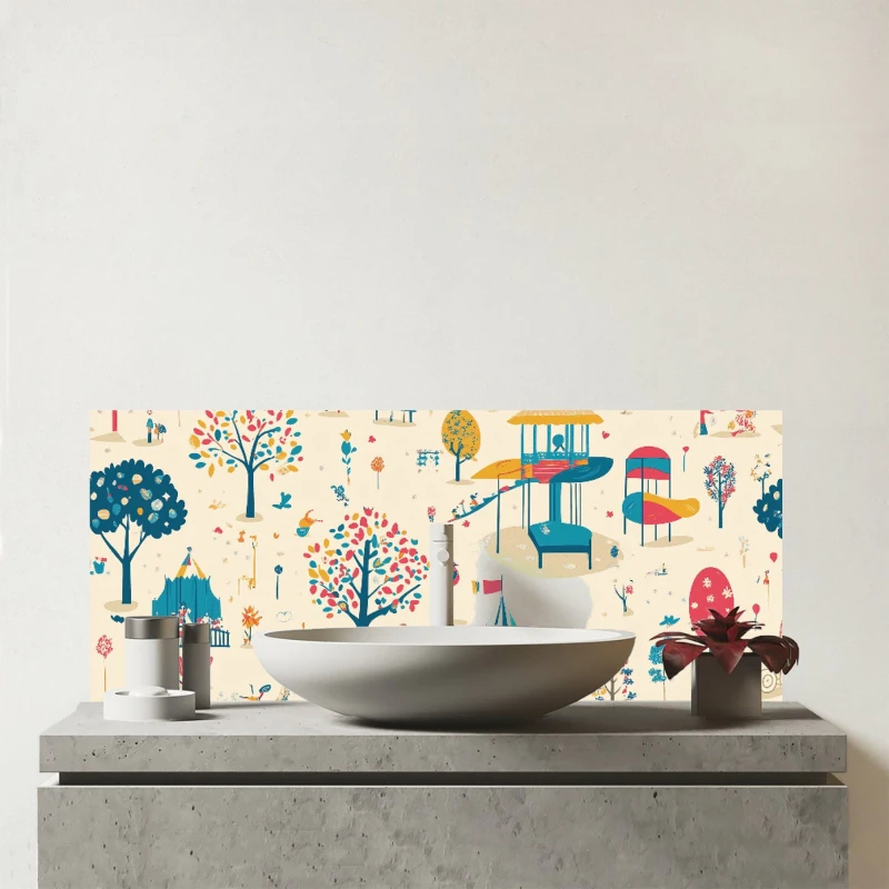 Image of Warren Reed - Designer A Day At The Fair Glass Bathroom Splashback Multicolor Unisex