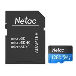 Image of Netac P500 128GB MicroSDXC Card with SD Adapter, U1 Class 10, Up to 90MB/s