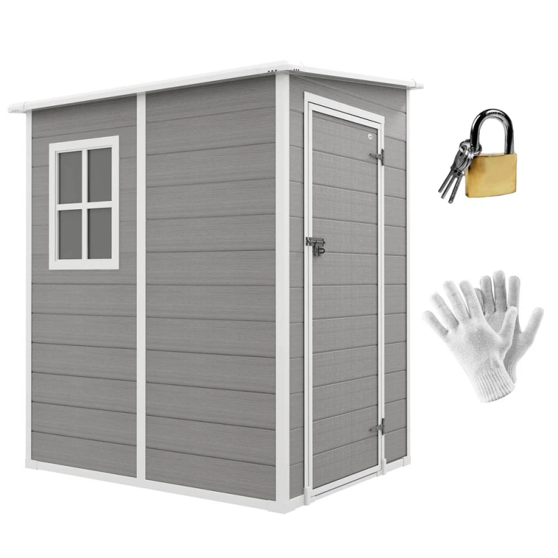 Image of Outsunny Lean To Garden Shed 4'x5' W/ Lockable Door 845-952V00GY