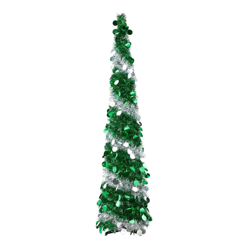 Image of LIFE IDEAS 5ft Pop-Up Decorative Tinsel Tree Green And White unisex 5ft
