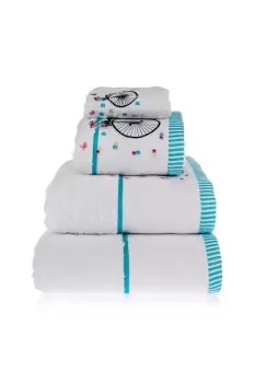 Image of Turkish Cotton Embroidered Bicycle White Towel