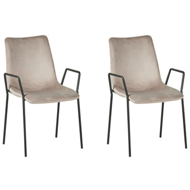 Image of Beliani Set Of 2 Dining Chairs Jefferson Velvet Taupe