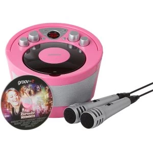 Image of Groov-e Portable Karaoke Boombox with CD Player and Bluetooth Playback - Pink