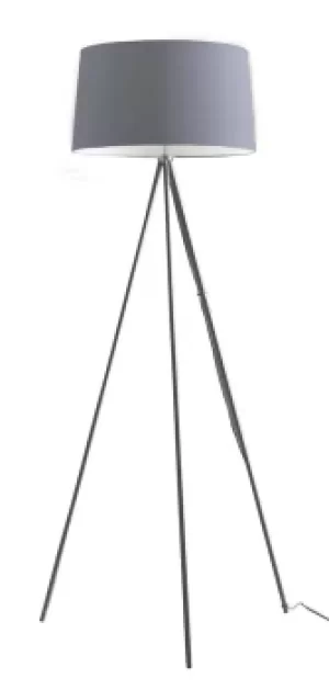 Image of MARILYN Tripod Floor Lamp Grey, Cotton Lampshade 48x155cm