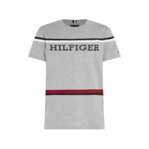 Image of TOMMY HILFIGER Global Stripe Monotype Tee - Grey